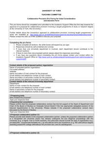 Collaborative Provision Pro Forma for Initial