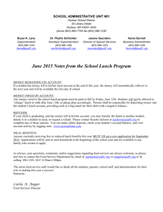 June 2015 Notes from the School Lunch Program