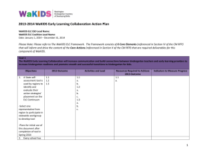 2013-2014 WaKIDS Early Learning Collaboration Action Plan