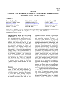 Abstract Adolescent Girls` health risks in relation to Family structure