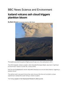 Iceland volcano ash cloud triggers plankton bloom