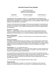 Informed Consent Form (sample) - the Department of Psychology at