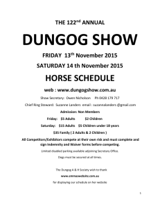 THE 122 nd ANNUAL DUNGOG SHOW FRIDAY 13 th November