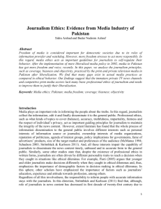 Journalism Ethics: Evidence from Media Industry of Pakistan