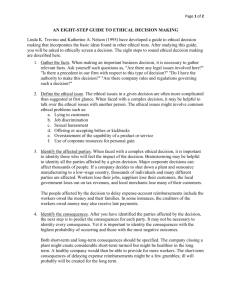 Page of 2 AN EIGHT-STEP GUIDE TO ETHICAL DECISION MAKING