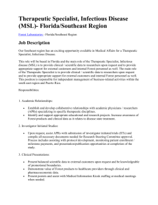 Therapeutic Specialist, Infectious Disease (MSL)- Florida