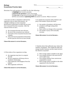 Page 21 Biology Ecosystems Practice Quiz