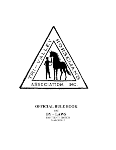 Tri- Valley Horseman`s Association Inc. Official Rule Book and By