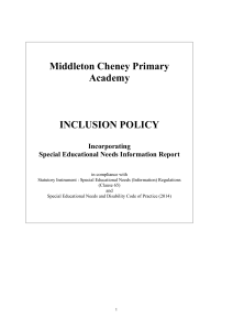 Middleton Cheney Community Primary School`s SEN policy