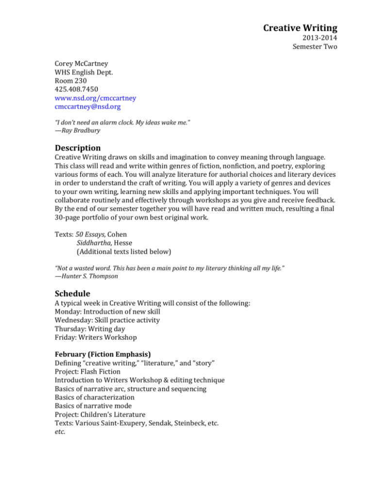 Creative Writing Syllabus 13 14