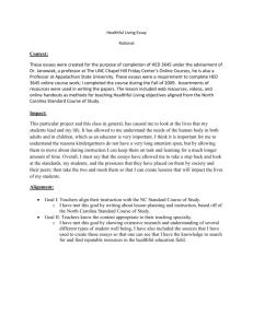 Healthful Living Essay Rational Context: These essays were created