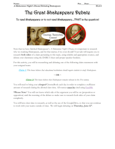 The Great Shakespeare Debate Assignment
