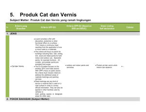 Subject Matter: Produk Cat dan Vernis yang ramah lingkungan