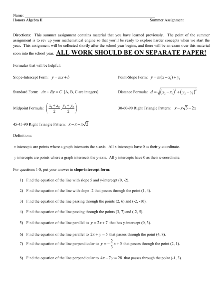 algebra 2 assignment worksheet answers