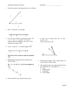 Geometry Semester I Review Answer Section