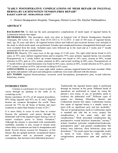 Early Postoperative complications of mesh repair of inguinal, hernia