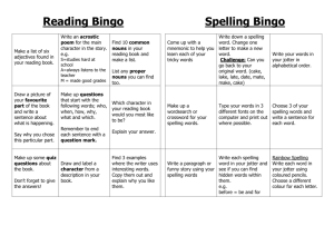 Reading Bingo and Spelling Bingo