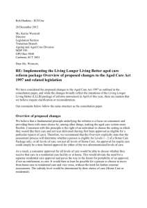 RE: Implementing the Living Longer Living Better aged care reform