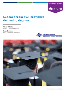 Lessons from VET providers - National Centre for Vocational