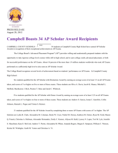 Campbell Boasts 34 AP Scholar Award Recipients
