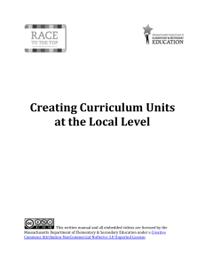 Model Curriculum Unit - Massachusetts Department of Education