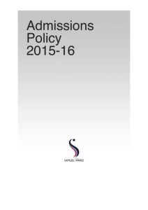 Admissions Policy 2015-16