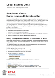 Legal Studies (2013) Teaching and learning resources: Sample unit