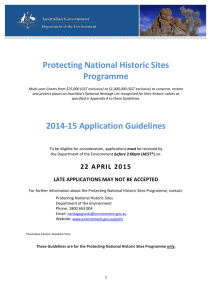 Protecting National Historic Sites programme - 2014