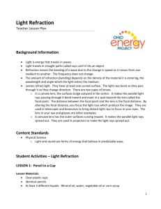 Light Refraction Teacher Lesson