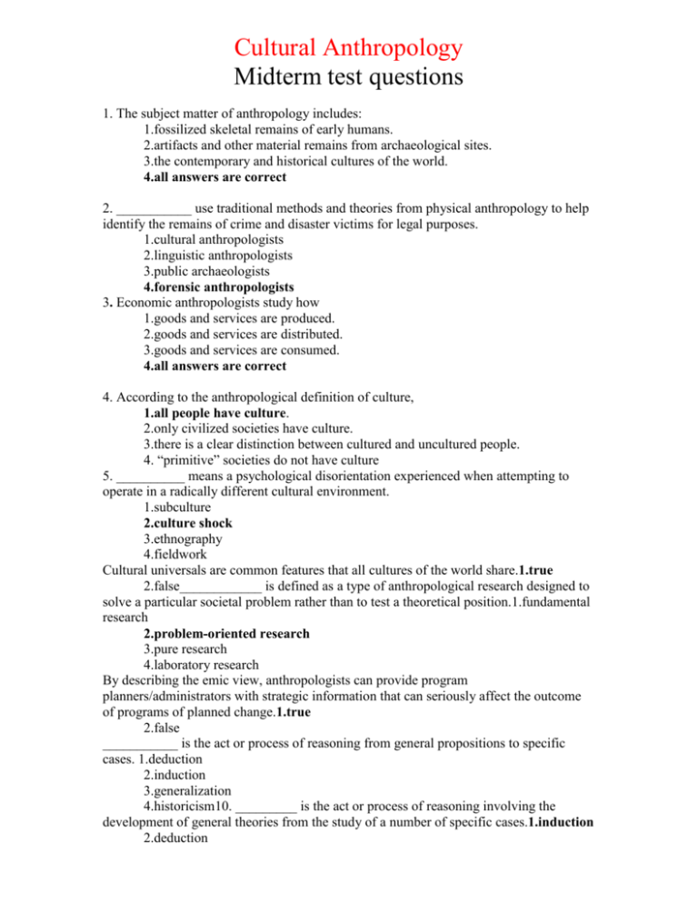 cultural-anthropology-midterm-test-questions-1-the-subject-matter