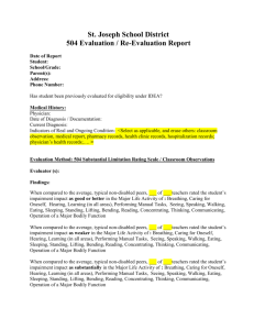 Section 504 Evaluation/Re-Evaluation Report