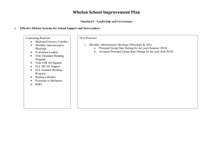 Whelan School Improvement Plan Document 2014-2015