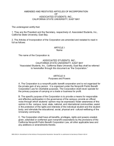 Articles of Incorporation - California State University, East Bay