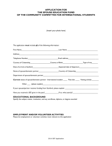 APPLICATION FOR THE SPOUSE EDUCATION FUND OF THE