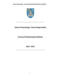 School of Psychology, Trinity College Dublin Erasmus/Visiting