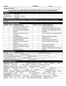 Health History and Current Complaint Questionnaire