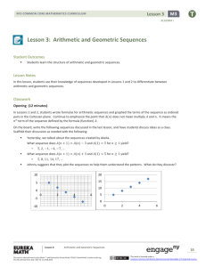 Lesson 3: Arithmetic and Geometric Sequences