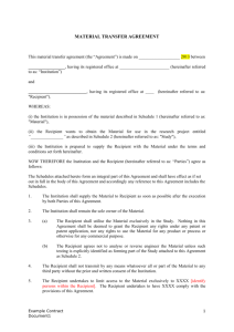 MATERIAL TRANSFER AGREEMENT