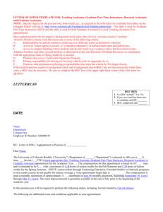 LETTER OF OFFER TEMPLATE FOR: Teaching Assistants