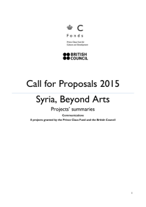 Syria, Beyond Arts 2015: Projects granted per