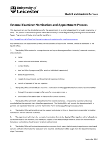 External Examiner Nomination and Appointment Process