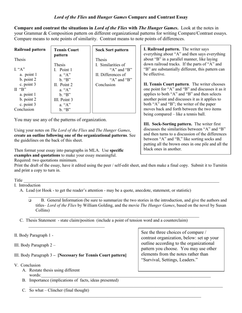 How to set up comparison essay