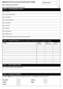 Application Form for a Course at East Durham College