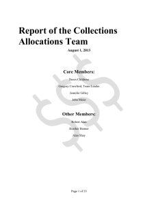 Report of the Collections Allocations Team