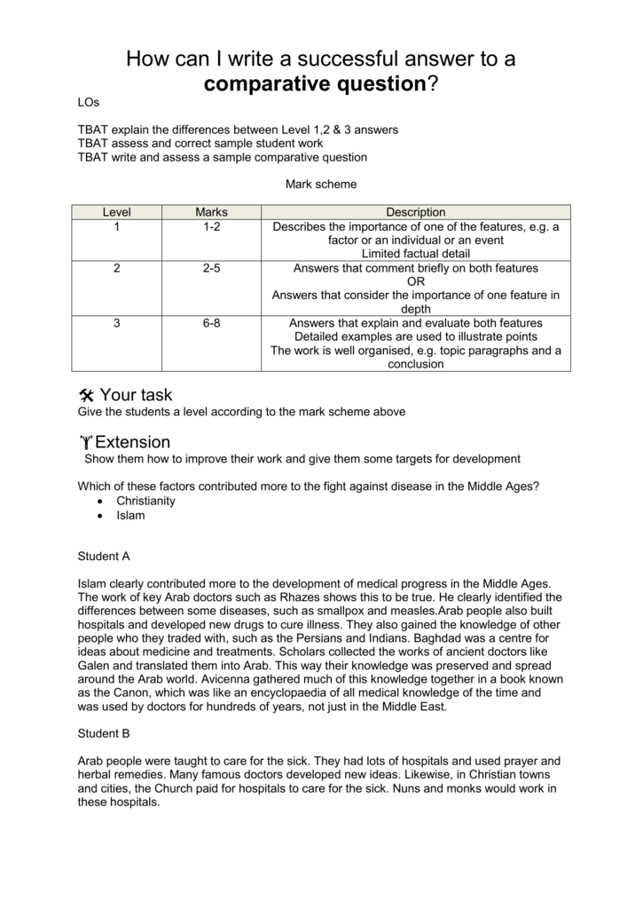 how to write a comparative research question