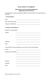 Application Form: Part C - Royal Society of Chemistry