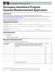 Surrogacy Assistance Program Expense Reimbursement Application