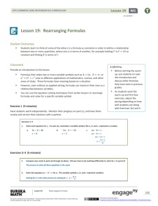 Lesson 19: Rearranging Formulas