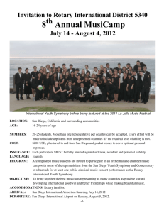 Invitation to Rotary International District 5340 8 th Annual MusiCamp