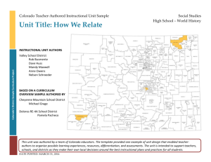 Unit Title: How We Relate - Colorado Department of Education